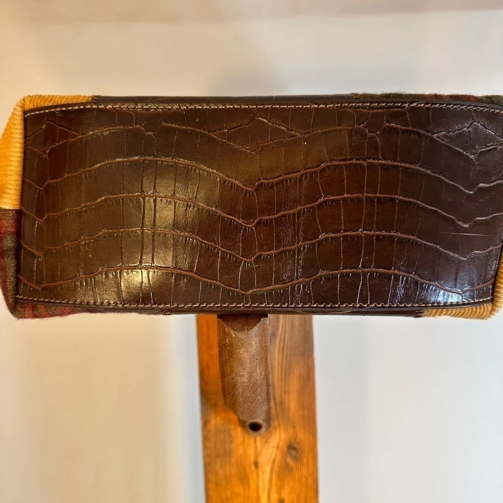 Womens Small Hobo Patchwork Leather Corduroy Plaid Tweed Handbag Purse Pockets